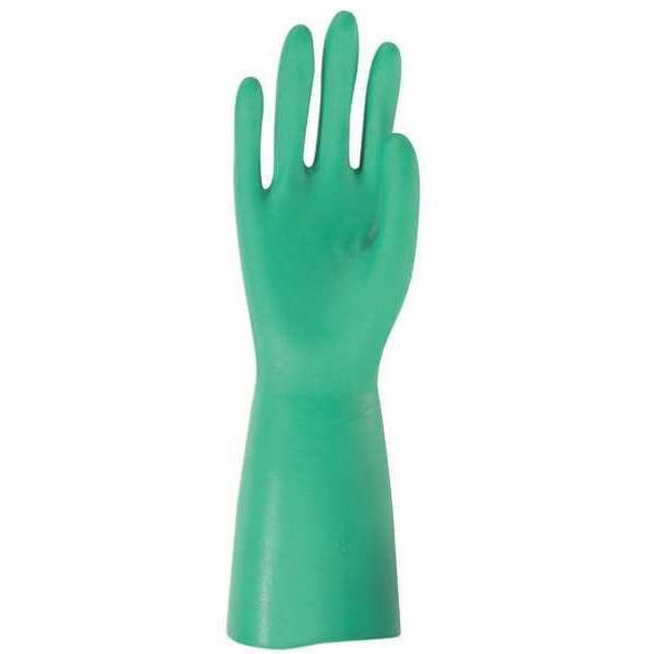 Chemical Resistant Gloves, Nitrile, 13 in L, 11 mil, Green, XL, 12 PK
