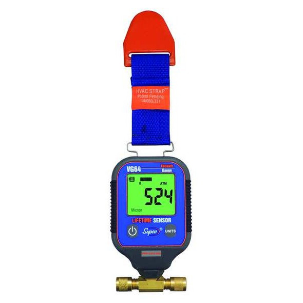 Supco Vacuum Gauge, LCD, Brass, Visual VG64 Supco Vacuum Gauge, LCD, Brass, Visual VG64
