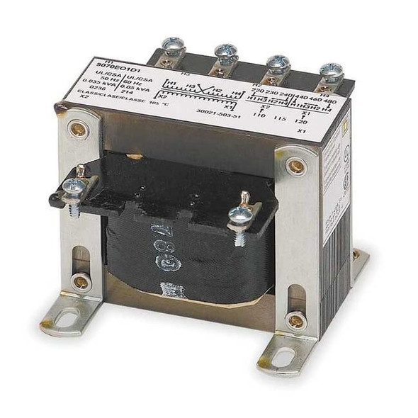 Square D Control Transformer, 50 VA, Not Rated, 120V AC, 240/480V AC 9070EO1D1