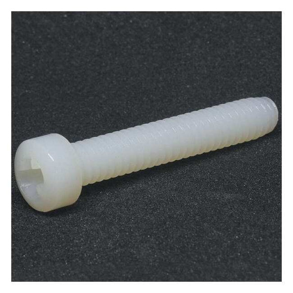 #6-32 x 3/8 in Slotted Fillister Machine Screw, Plain Nylon 6/6, 50 PK