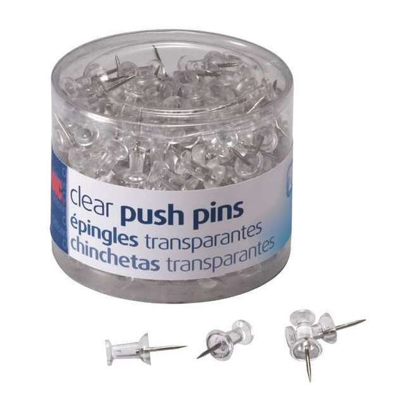 Officemate Push Pins,Clear,1/2" L,PK1200 35711