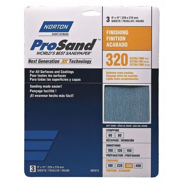 Norton Abrasives Sandpaper Sheet,11 in L,9 in W,PK20 07660768166 Norton Abrasives Sandpaper Sheet,11 in L,9 in W,PK20 07660768166