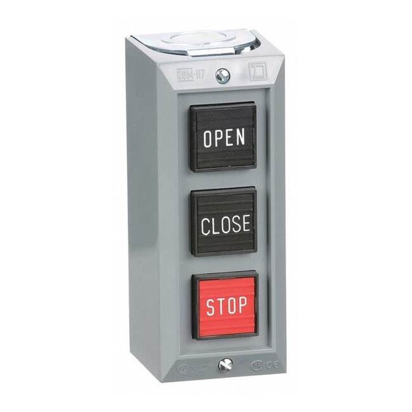 Square D ControlStation,Feed-Thru,3Buttons,Blk/Rd 9001BG303