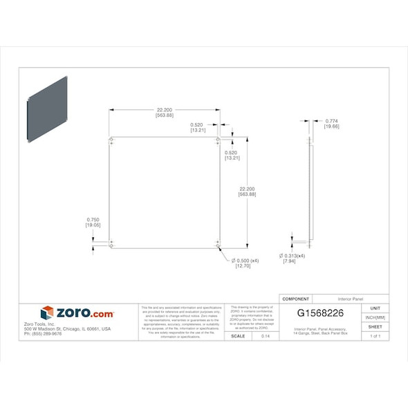 Wiegmann Interior Panel, 14 Gangs, Steel, Back Panel Box Type NP2424C