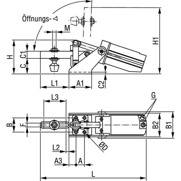 De-Sta-Co Swing-Toggle Clamp,Pneumatic 807-U