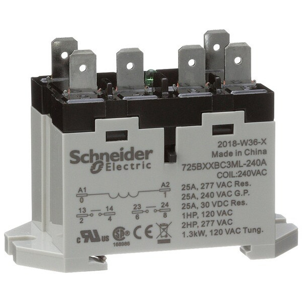 Schneider Electric EnclosedPower Relay,240VAC,DPST-NO,6Pins 725BXXBC3ML-240A