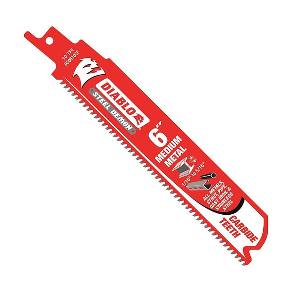 Diablo 6 in L x 10 TPI Reciprocating Saw Blade, 3 PK DS0610CF3