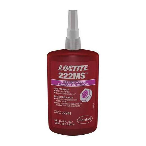 Threadlocker, LOCTITE 222MS, Purple, Low Strength, Liquid, 250 mL Bottle