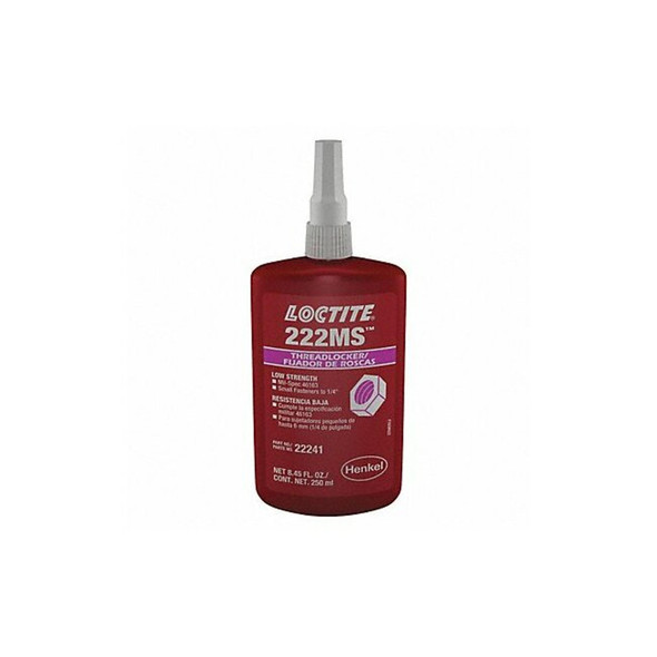 Threadlocker, LOCTITE 222MS, Purple, Low Strength, Liquid, 250 mL Bottle