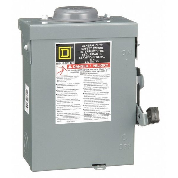 Square D Fusible, Safety Switch, General Duty, 240 V, 2PST D221NRB