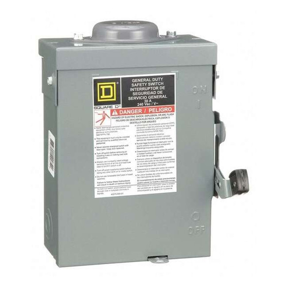 Square D Nonfusible, Safety Switch, General Duty, 240 V, 2PST DU221RB