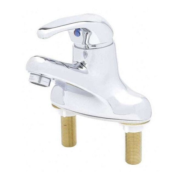 Manual Low Arc Bathroom Faucet, 4" Mount, Polished Chrome 2 Hole