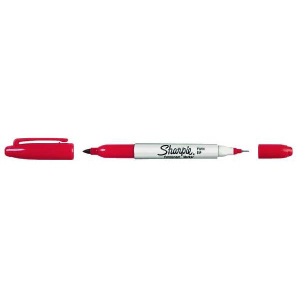 Sharpie Permanent Marker, Red, Twin Tip, 12 PK 32002