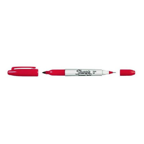 Sharpie Permanent Marker, Red, Twin Tip, 12 PK 32002