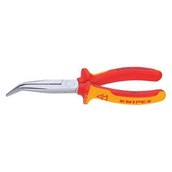 8 in Bent Long Nose Plier,Side Cutter Multi-Component Grip Handle