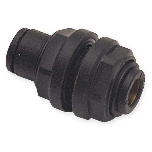 Push-Fit Union Fitting, 6mm Tube Size, Fiberglass-Reinforced Nylon, Black, 10 PK