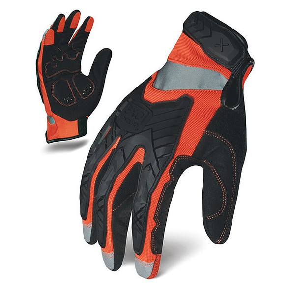 EXO Hi-Vis Mechanics Gloves, Embossed Synthetic Leather, Foam Padding, Duraclad Palm, 2XL