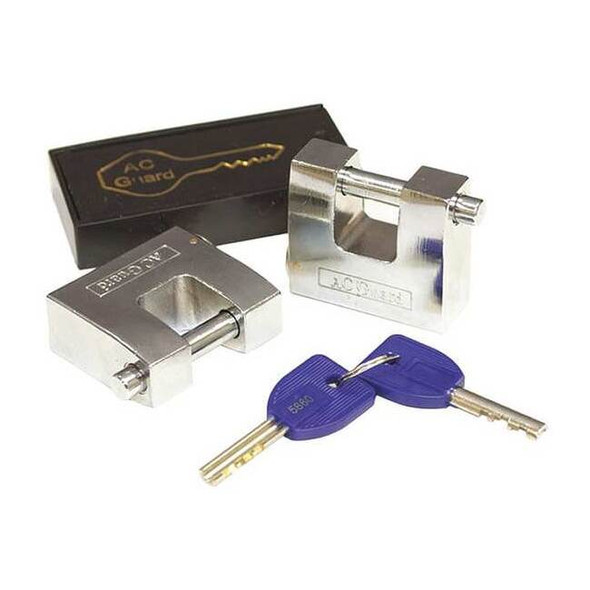 Ac Guard Padlock, Keyed Alike, Shutter Shackle, Steel Body, 2 in W, 2 PK ACL