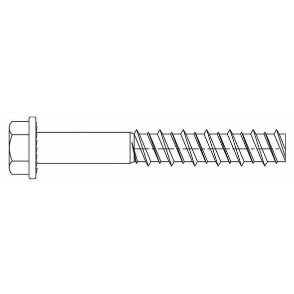 Red Head Tapcon LDT Concrete Screw, 3/8" Dia., Hex, 3" L, 410 Stainless Steel Plain, 50 PK SLDT-3830
