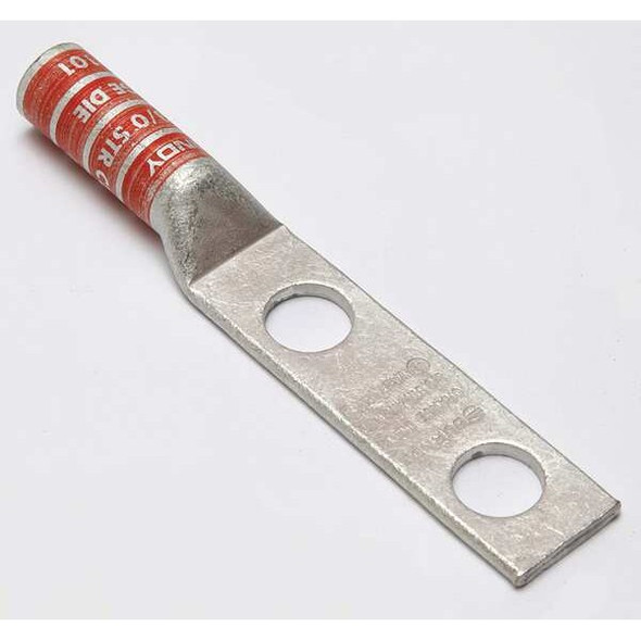 Two-Hole Compression Lug, 3/0 AWG Max, 1/2 in Stud, Long Barrel, Copper, Orange