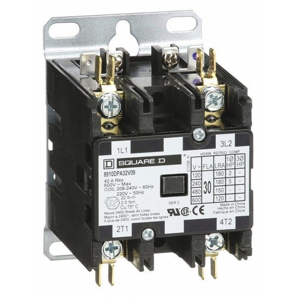 Definite Purpose Magnetic Contactor, 208V-240V AC, 2 P, Non-Reversing, 1 Phase
