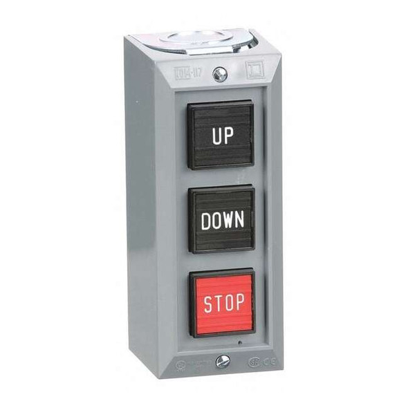 Square D ControlStation,Feed-Thru,3Buttons,Blk/Rd 9001BG305
