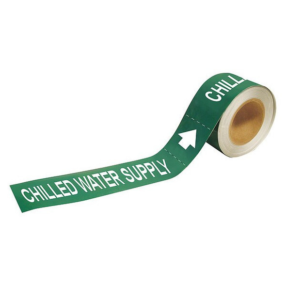 Brady Pipe Marker,Chilled Water Supply,2 In.H 73869