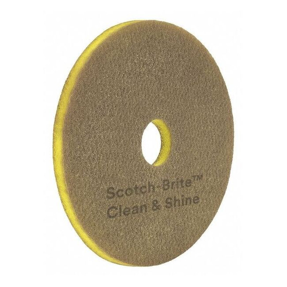 Scotch-Brite Scrubbing Pad,14 in Dia,Brown/Yellow,PK5 09548