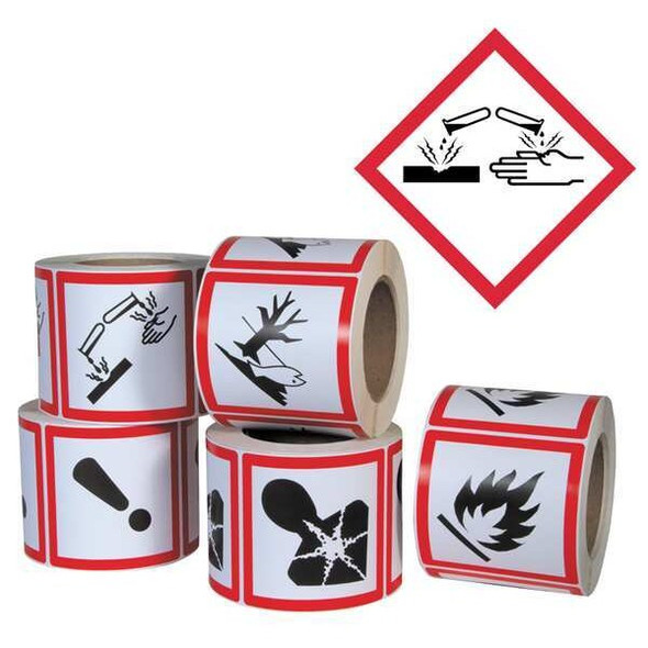 Ghs Safety Pictogram Label,Corrosive,PK500 GHS1260