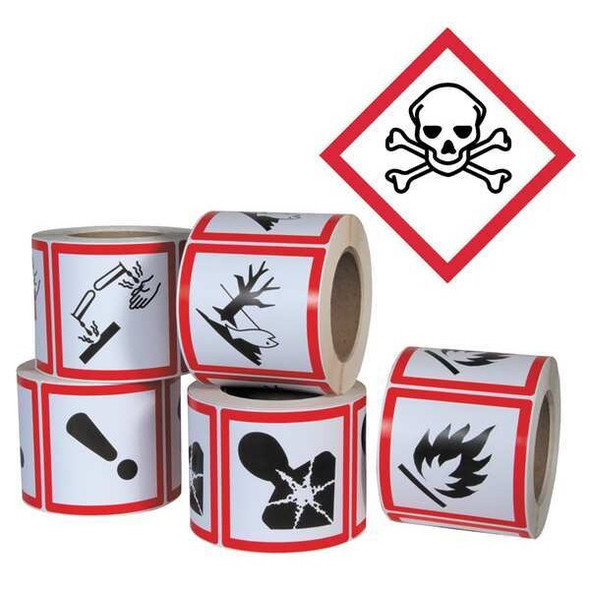 Ghs Safety GHS Label, 4 in H, 4 in W, Paper, PK500 GHS1264