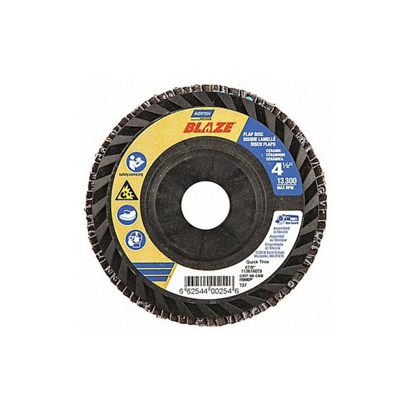 Flap Disc, 4 1/2 In x 60 Grit, 7/8, Series: SG Blaze(R)