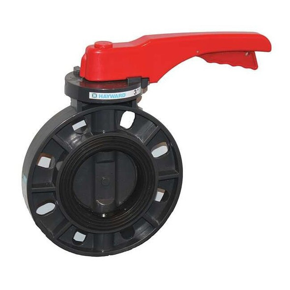 Hayward Flow Control Butterfly Valve, 3", PVC/EPDM, Lever Handle BYCS1030E1LGA