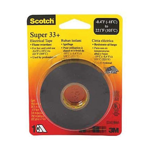 3m ElectricalTape,Blk,14-5/8ydL,PK100 33+SUPER-3/4X44FT