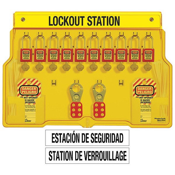 Master Lock Lockout Station,10 Locks,Keyed Diff 1483BP410ES