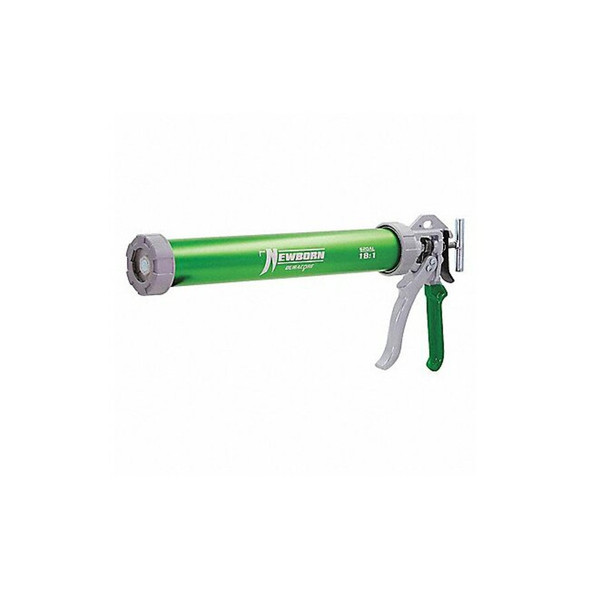 Caulk Gun, 24 oz Container Size, Aluminum, 18:01, Full Barrel Frame, Green