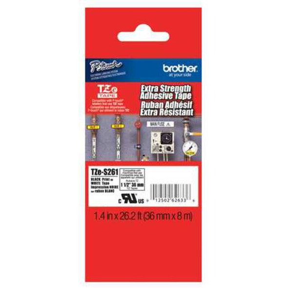 Brother Label/RibbonCartridge,White,1-1/2inW TZES261G