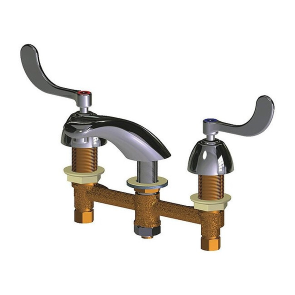 Manual Low Arc Bathroom Faucet, 8" Mount, Polished Chrome 3 Hole