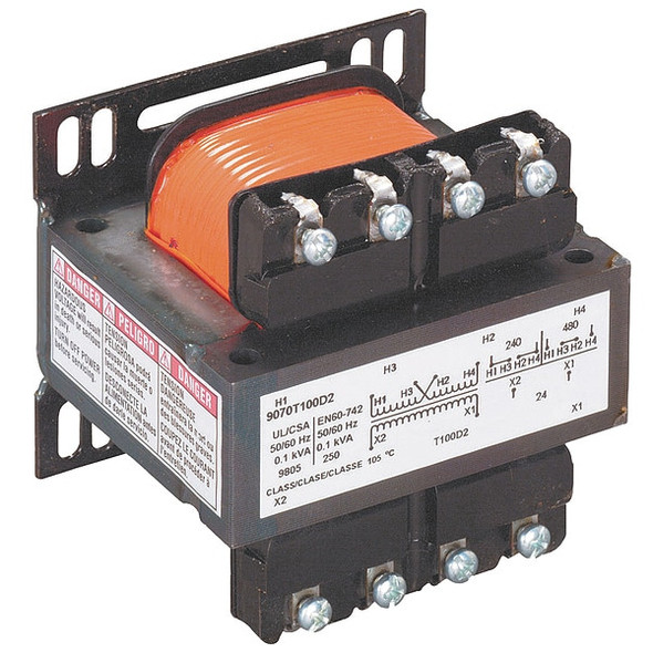 Control Transformer, 150 VA, Not Rated, 120V AC, 208/240/480V AC
