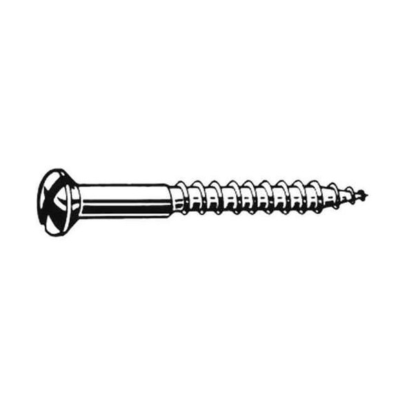 Wood Screw, #6, 3/4 in, Plain Brass Oval Head Slotted Drive, 100 PK