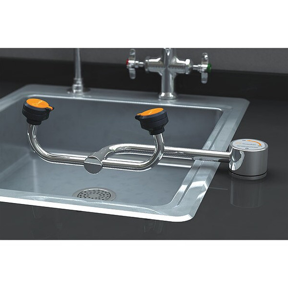 Plumbed Eyewash, Counter Mount, Plumbed, 4 5/12 in H., 13 in W