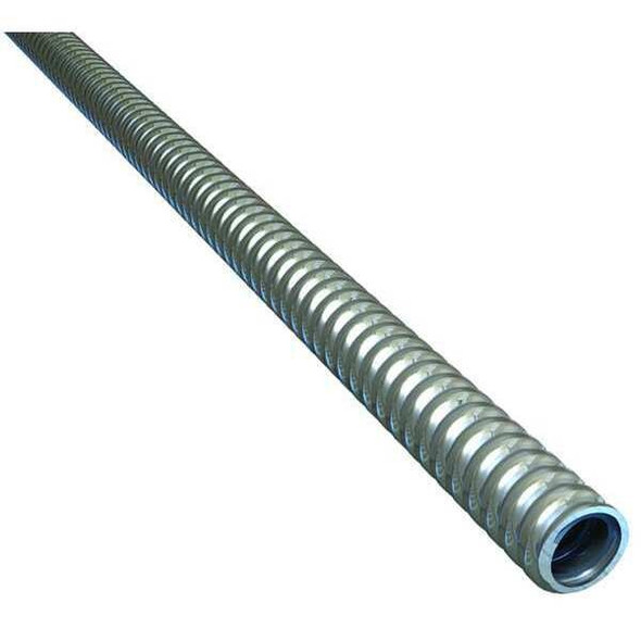 Flexible Metallic Conduit, 1/2 in Trade Size, 50 ft, Steel, Galvanized, Gray