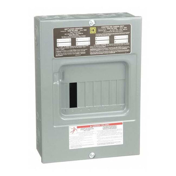 Square D Load Center, 8 Spaces, 100A Amps, 120/240V AC QO816L100S