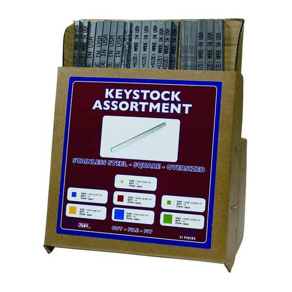 Oversized Key Stock Assortment, Square End, 18-8 Stainless Steel