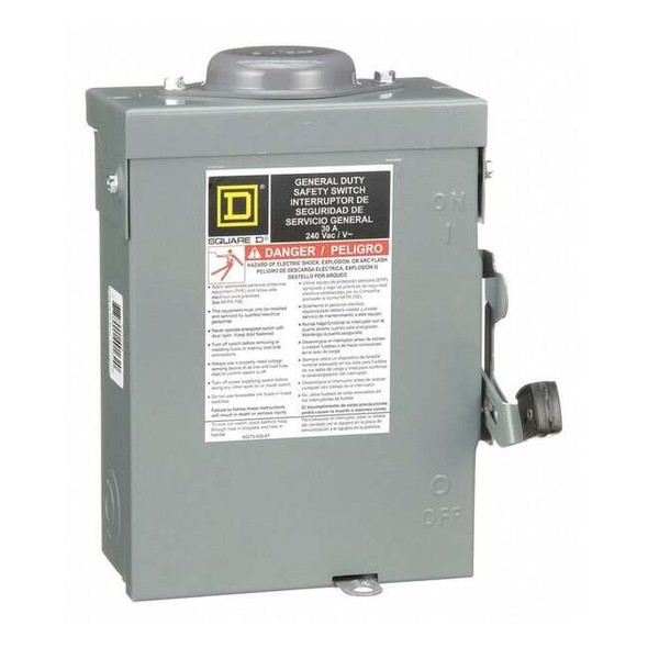Square D Nonfusible, Safety Switch, General Duty, 240 V, 3PST, NEMA 3R DU321RB
