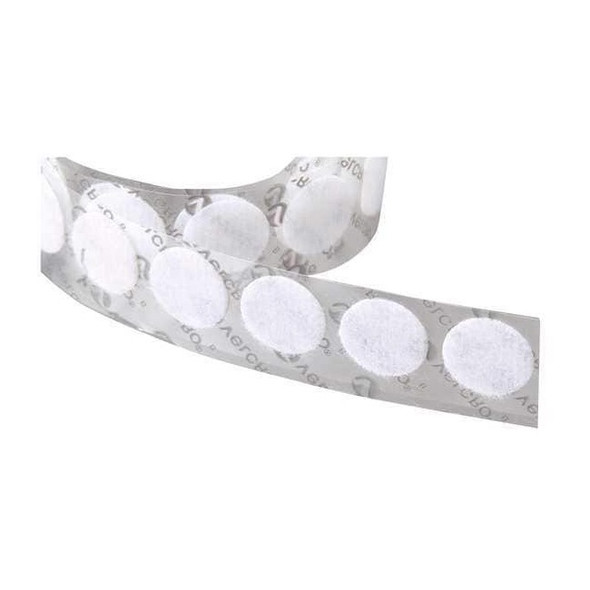 Reclosable Fastener, Disc, Acrylic Adhesive, 7/8 in, White, 900 PK