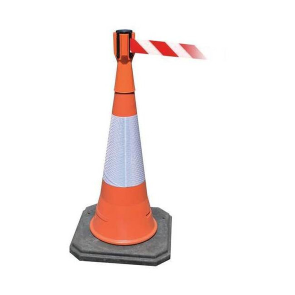 Retractable Barrier Tape, Orange, 156 in Length