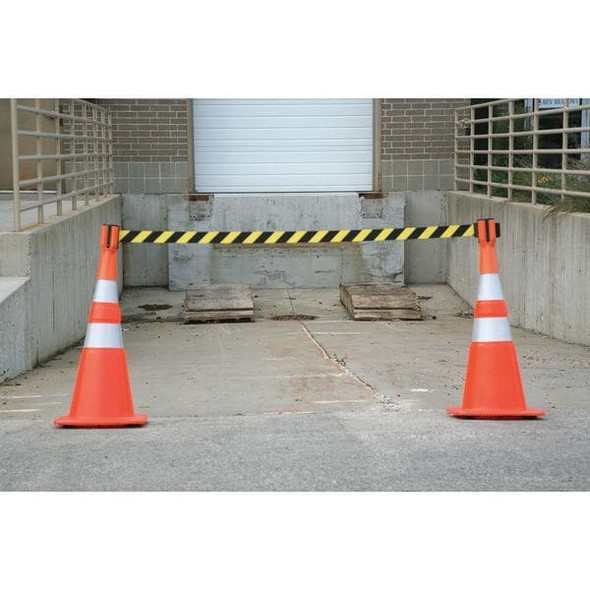 Tensabarrier Retractable Barrier Tape, Orange, 156 in Length TC114-30-MAX-NO-D3X-C