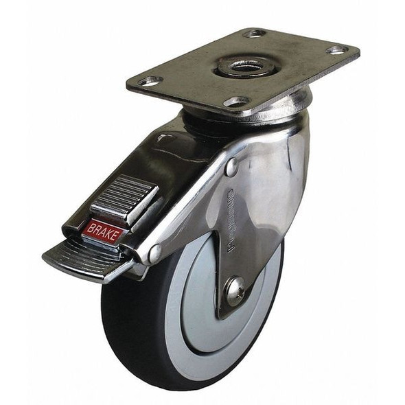 Swivel Plate Caster w/Total-Lock,TPR,6 in,260 lb
