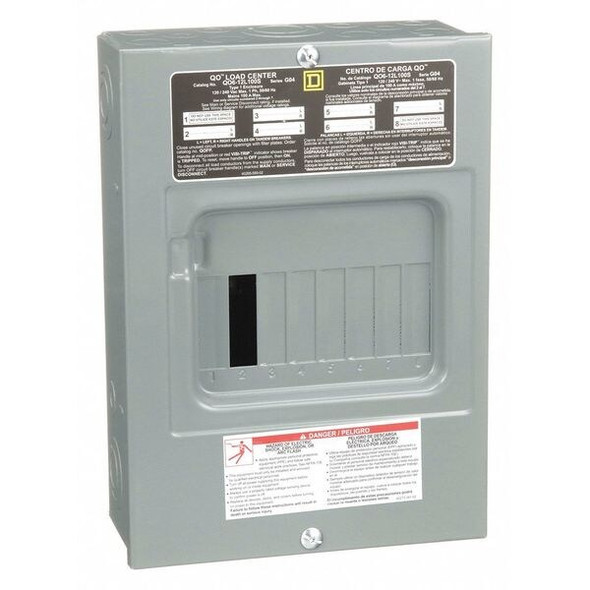 Square D Load Center,100A,Lug,1 Phase,6 Spaces QO612L100S