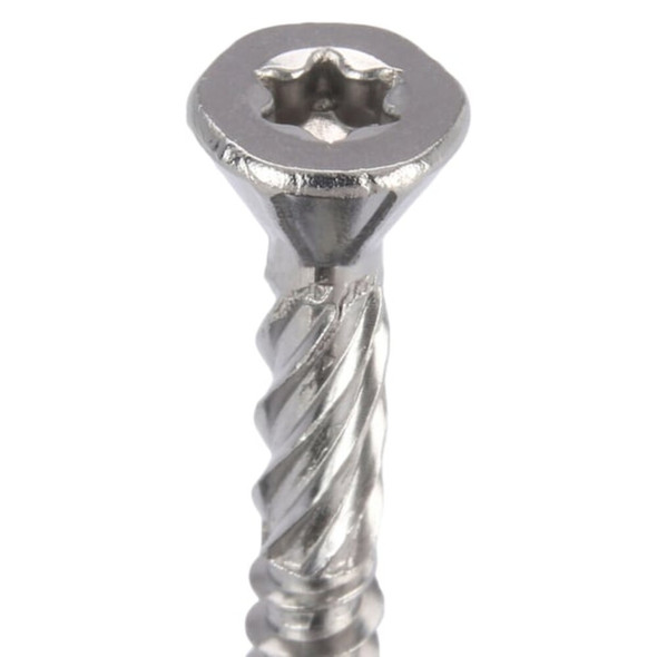 Deck Screw, #8 x 1-5-8 in, 18-8 Stainless Steel, Flat Head, Torx Drive, 200 PK  U30250.016.0162